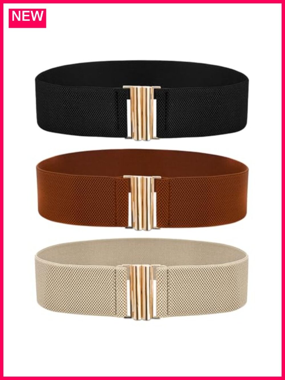 3 Pack Wide Stretch Elastic Waist Belts for Dresses